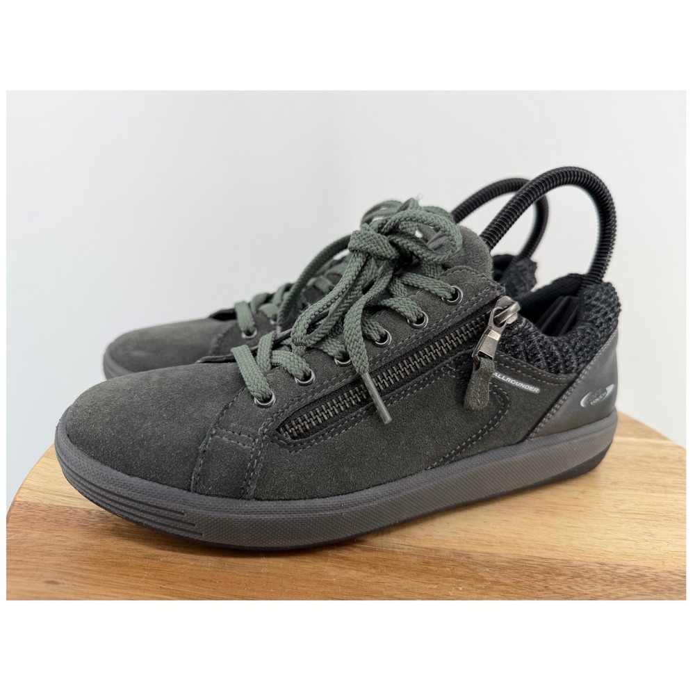 Allrounder by Mephisto Womens Grey Suede Side Zip Sneakers 17102 AD US 7 EUR 4.5